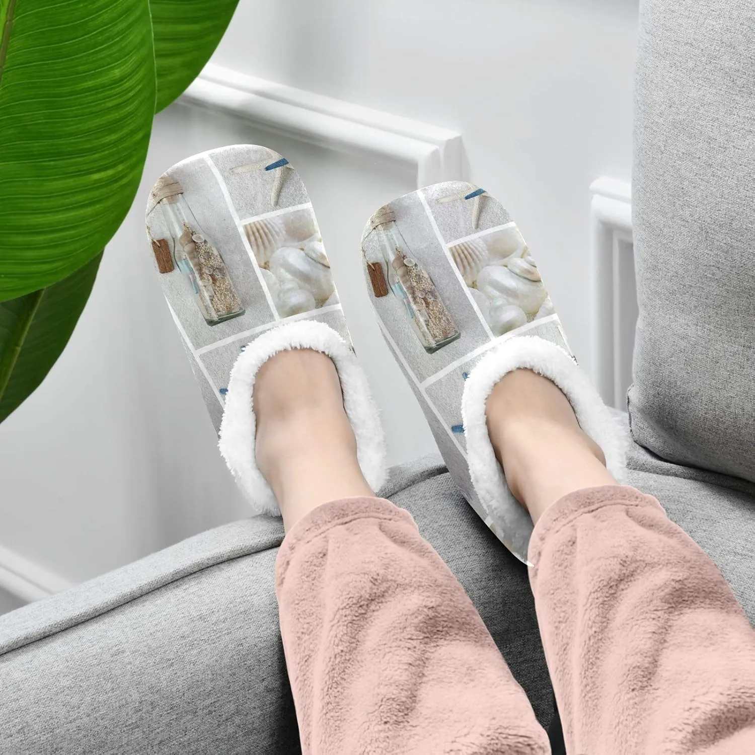 Unisex Fuzzy House Slippers Memory Foam Warm Slip Shoes Fur Lining M-XXL