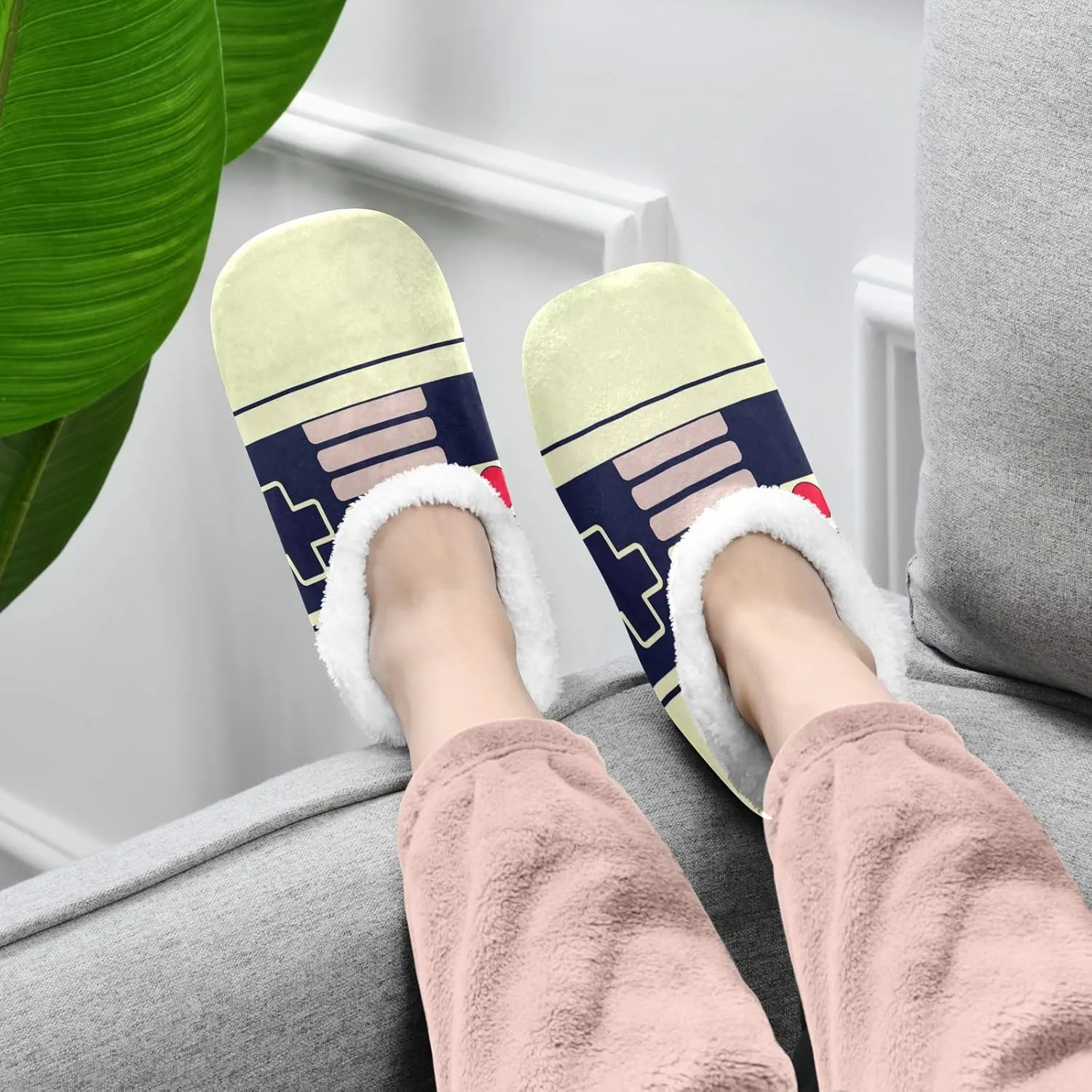 Unisex Fuzzy House Slippers Memory Foam Warm Slip Shoes Fur Lining M-XXL
