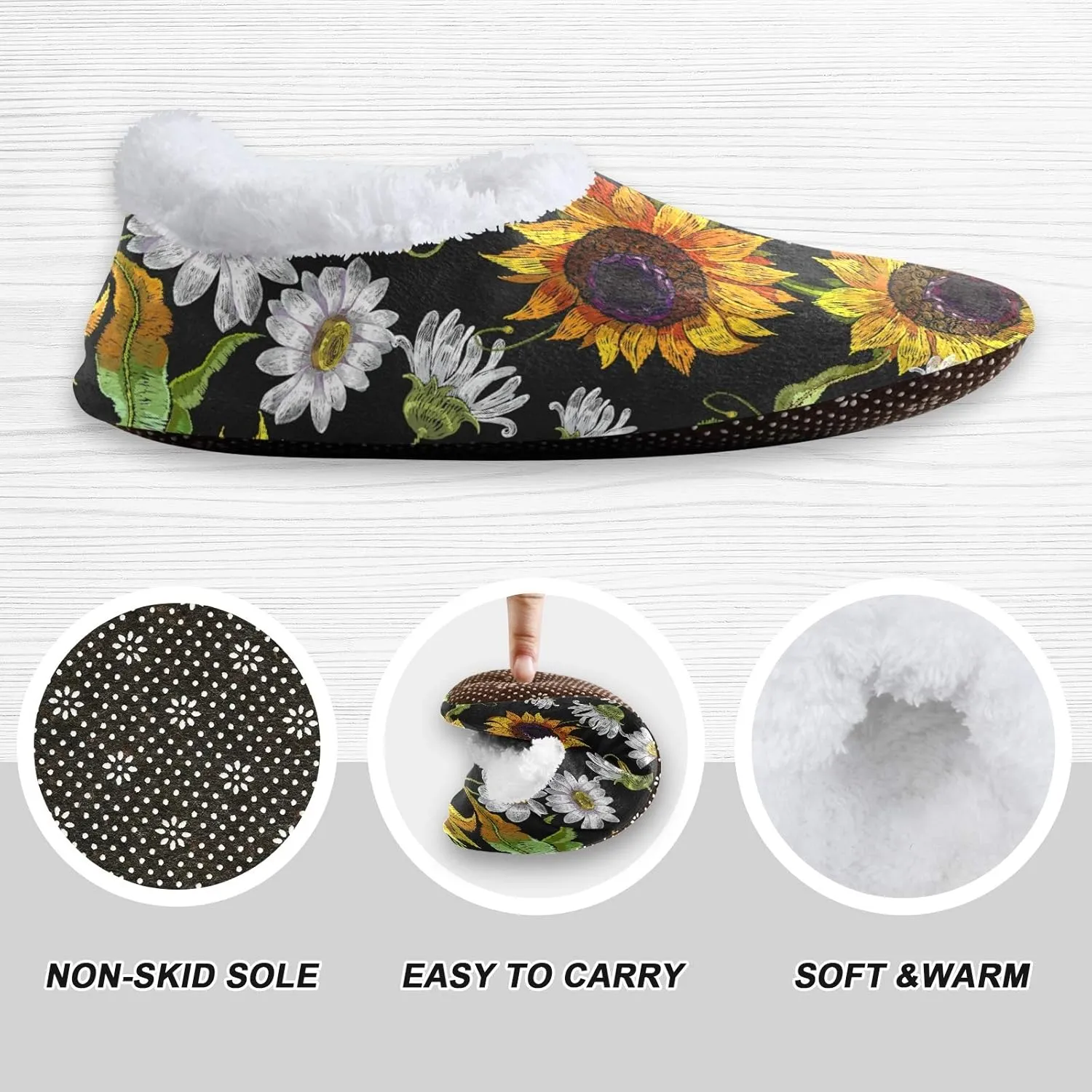 Unisex Fuzzy House Slippers Memory Foam Warm Slip Shoes Fur Lining M-XXL