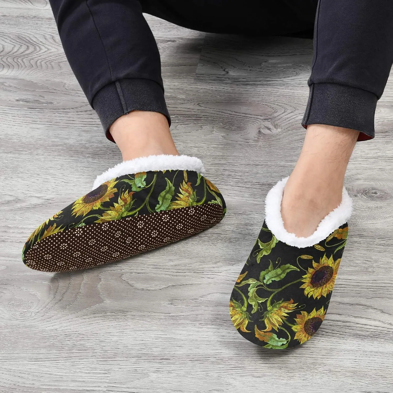 Unisex Fuzzy House Slippers Memory Foam Warm Slip Shoes Fur Lining M-XXL