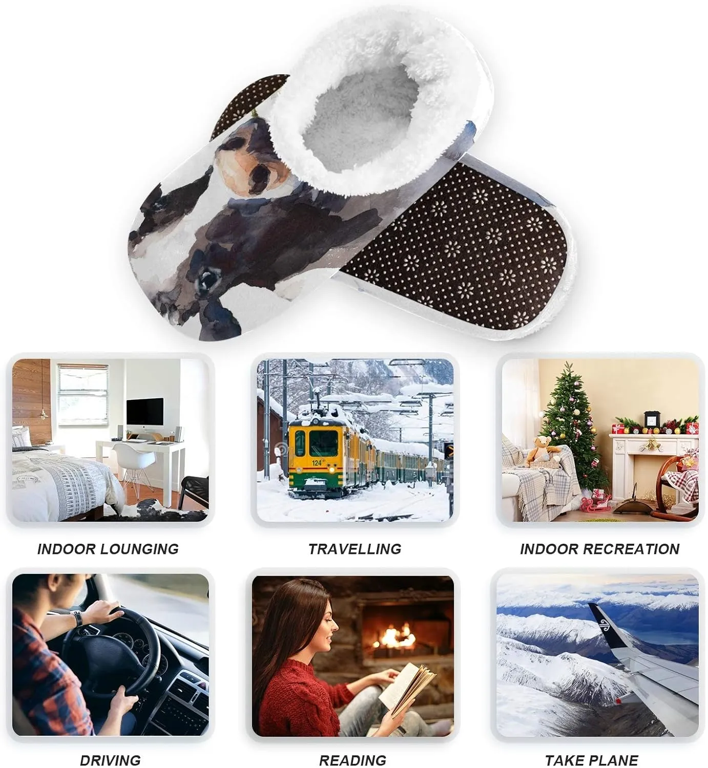 Unisex Fuzzy House Slippers Memory Foam Warm Slip Shoes Fur Lining M-XXL