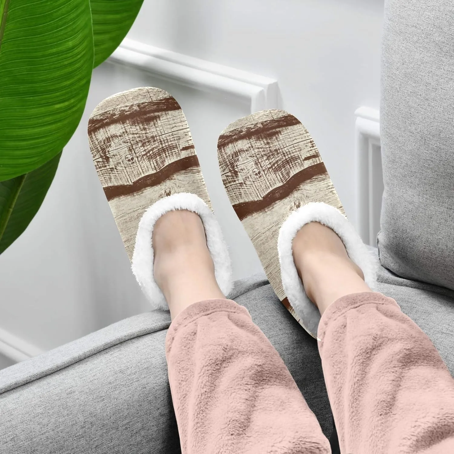 Unisex Fuzzy House Slippers Memory Foam Warm Slip Shoes Fur Lining M-XXL