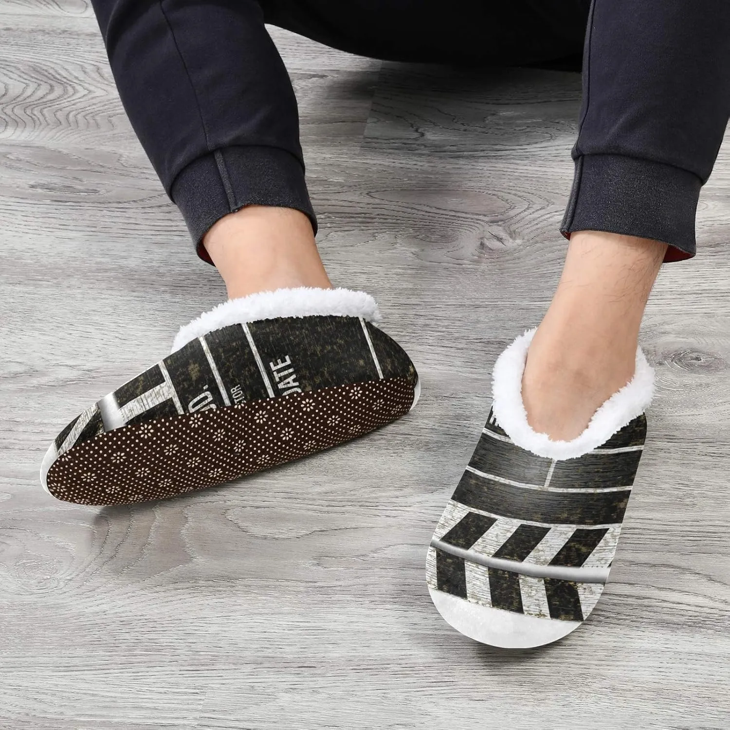 Unisex Fuzzy House Slippers Memory Foam Warm Slip Shoes Fur Lining M-XXL