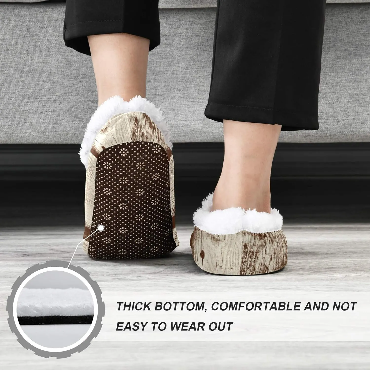 Unisex Fuzzy House Slippers Memory Foam Warm Slip Shoes Fur Lining M-XXL
