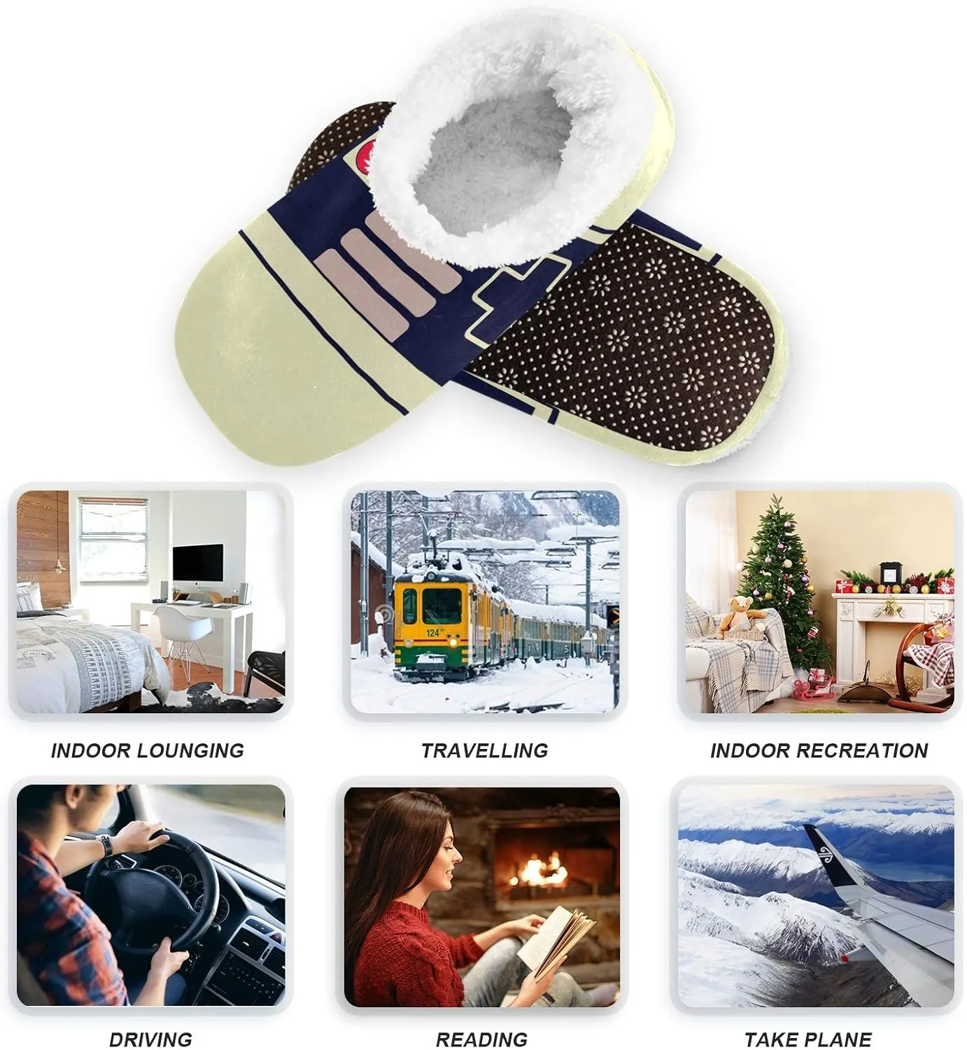 Unisex Fuzzy House Slippers Memory Foam Warm Slip Shoes Fur Lining M-XXL