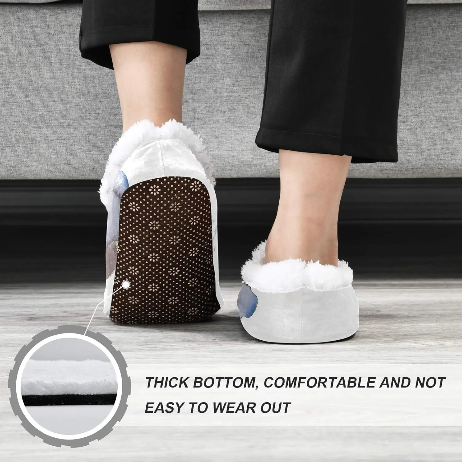 Unisex Fuzzy House Slippers Memory Foam Warm Slip Shoes Fur Lining M-XXL