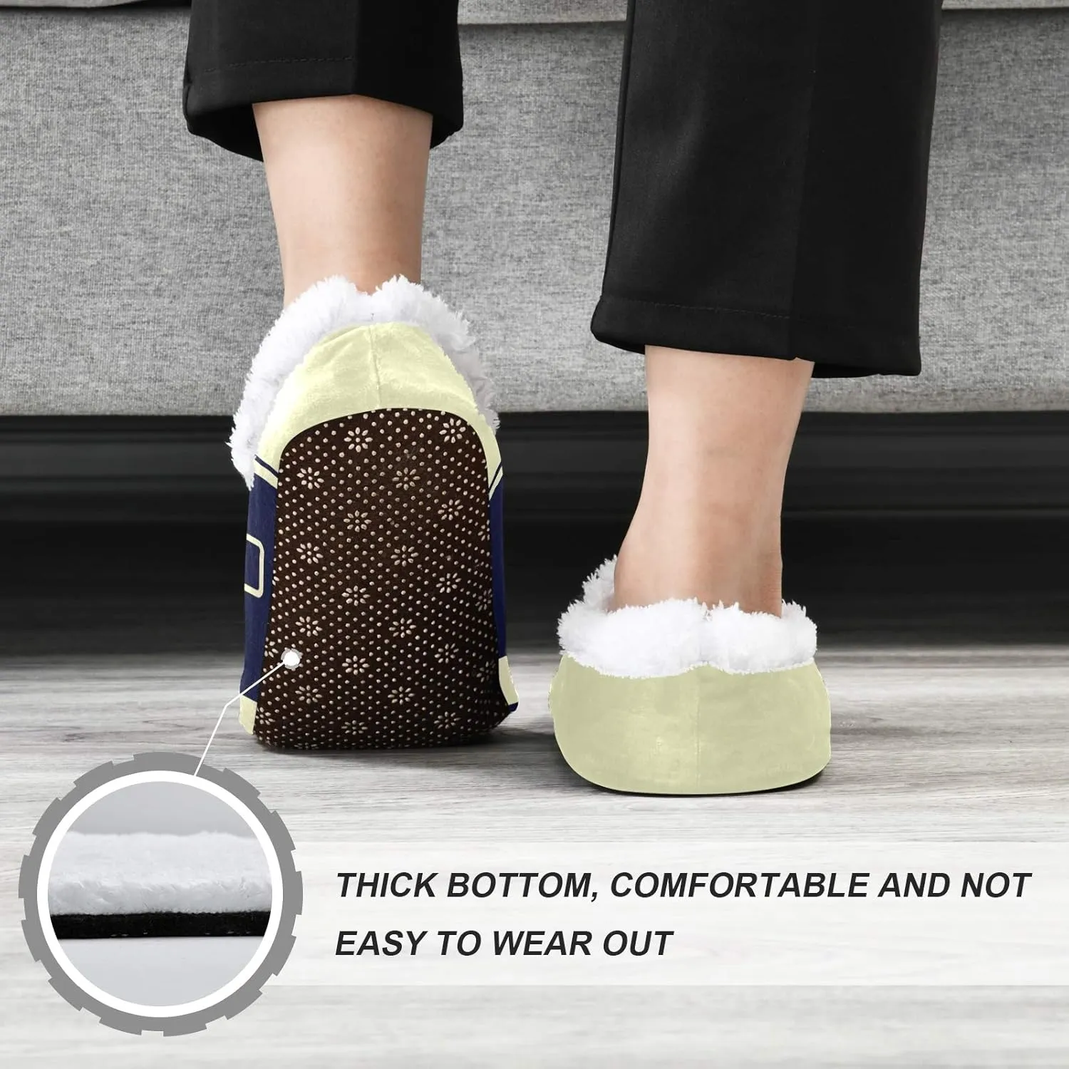 Unisex Fuzzy House Slippers Memory Foam Warm Slip Shoes Fur Lining M-XXL