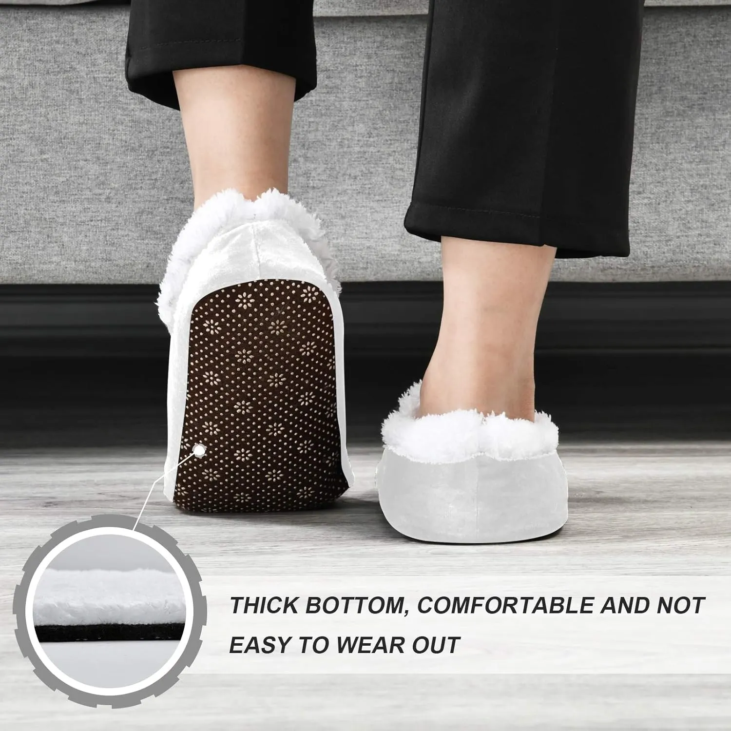 Unisex Fuzzy House Slippers Memory Foam Warm Slip Shoes Fur Lining M-XXL
