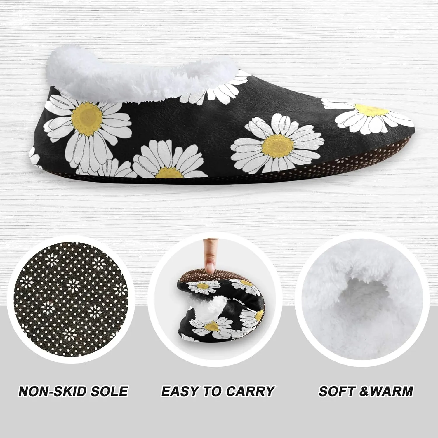 Unisex Fuzzy House Slippers Memory Foam Warm Slip Shoes Fur Lining M-XXL