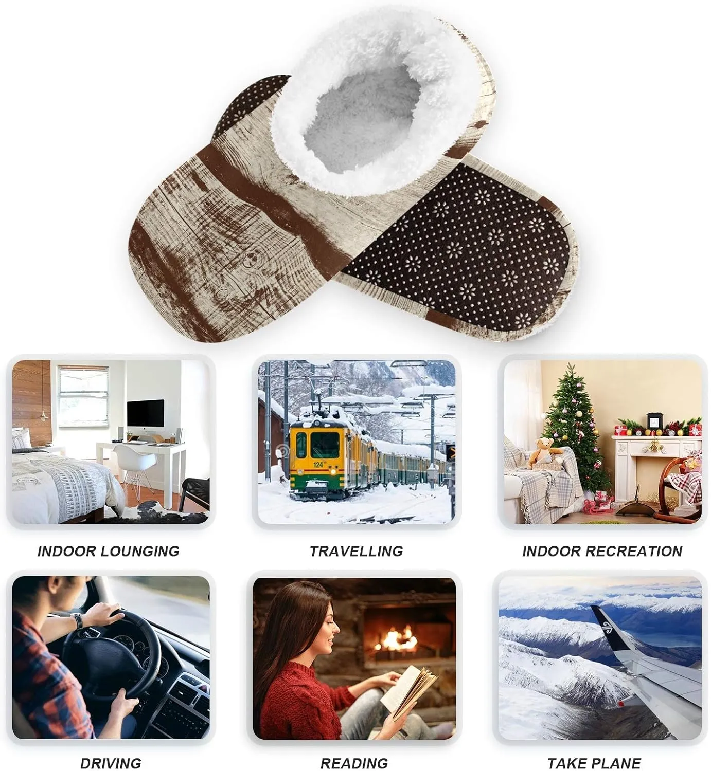Unisex Fuzzy House Slippers Memory Foam Warm Slip Shoes Fur Lining M-XXL