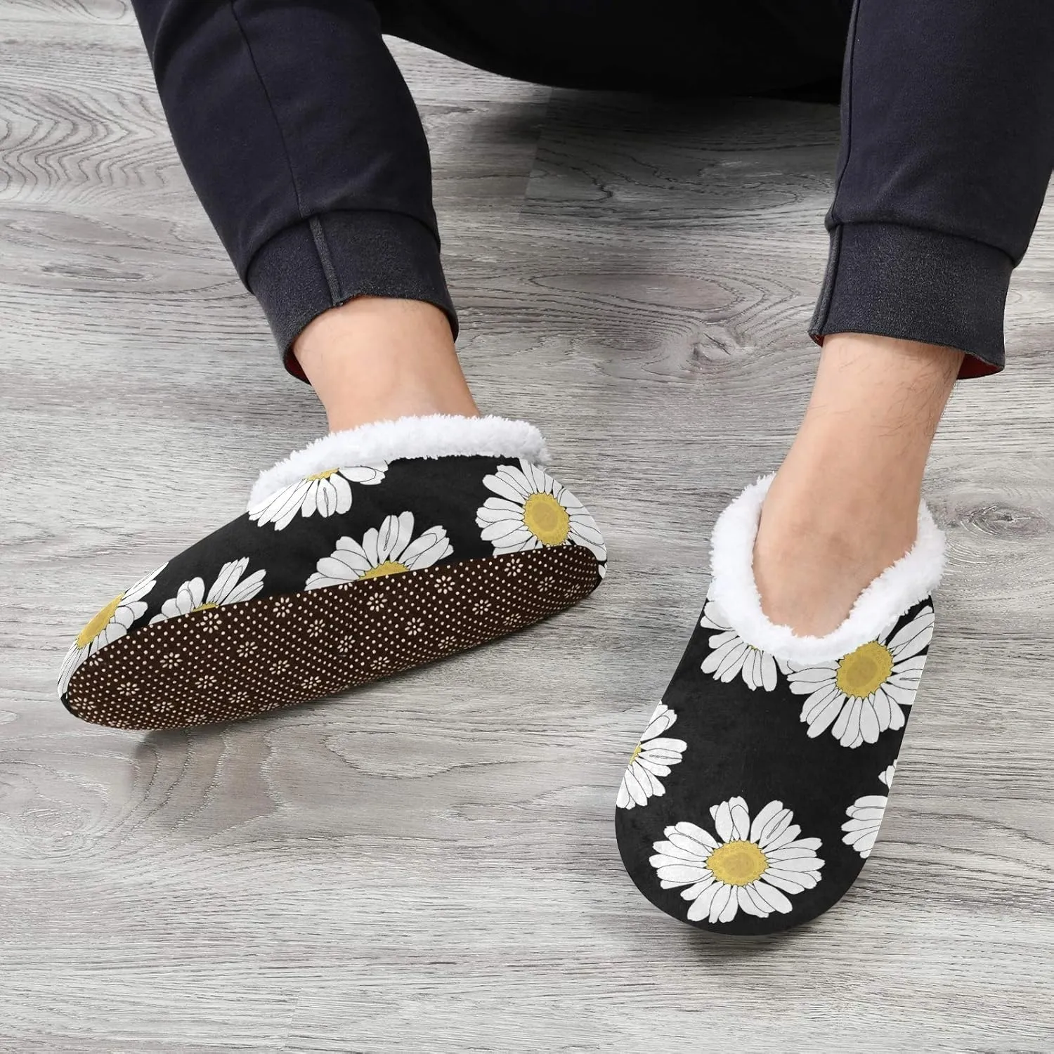 Unisex Fuzzy House Slippers Memory Foam Warm Slip Shoes Fur Lining M-XXL