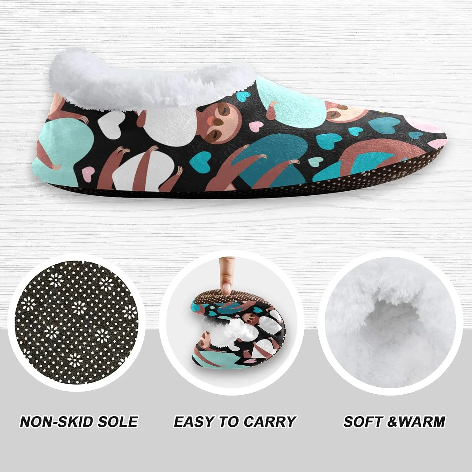 Unisex Fuzzy House Slippers, Warm Fur Lining Shoes, Non-Slip Memory Foam Slippers M-XXL