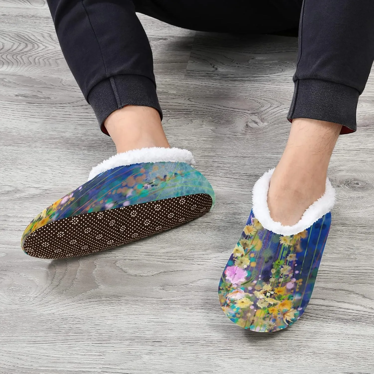Unisex Fuzzy House Slippers, Warm Fur Lining Shoes, Non-Slip Memory Foam Slippers M-XXL