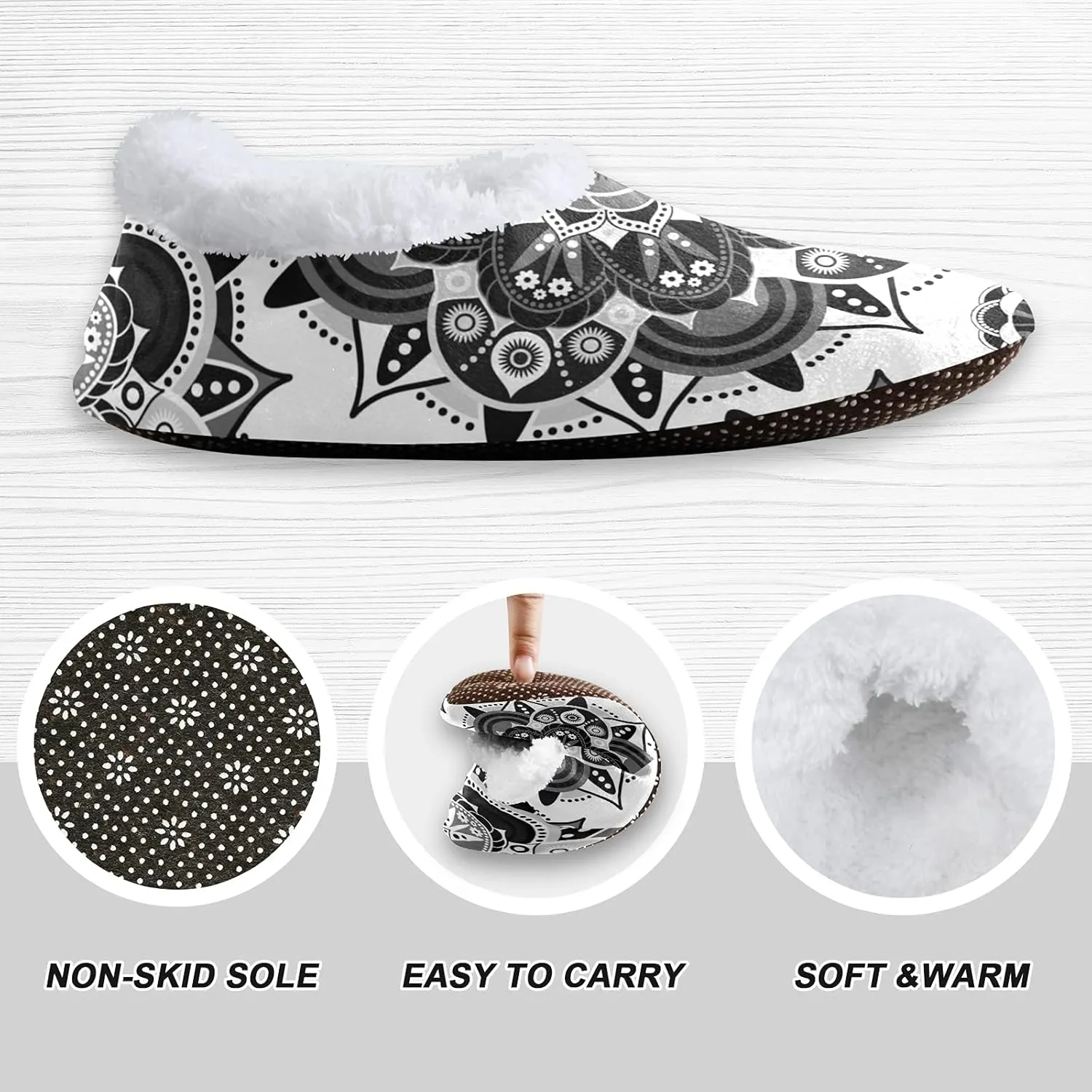 Unisex Fuzzy House Slippers, Warm Fur Lining Shoes, Non-Slip Memory Foam Slippers M-XXL