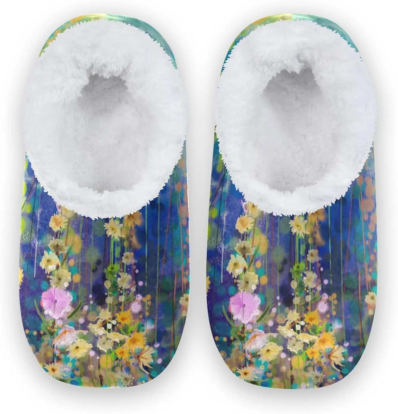 Unisex Fuzzy House Slippers, Warm Fur Lining Shoes, Non-Slip Memory Foam Slippers M-XXL