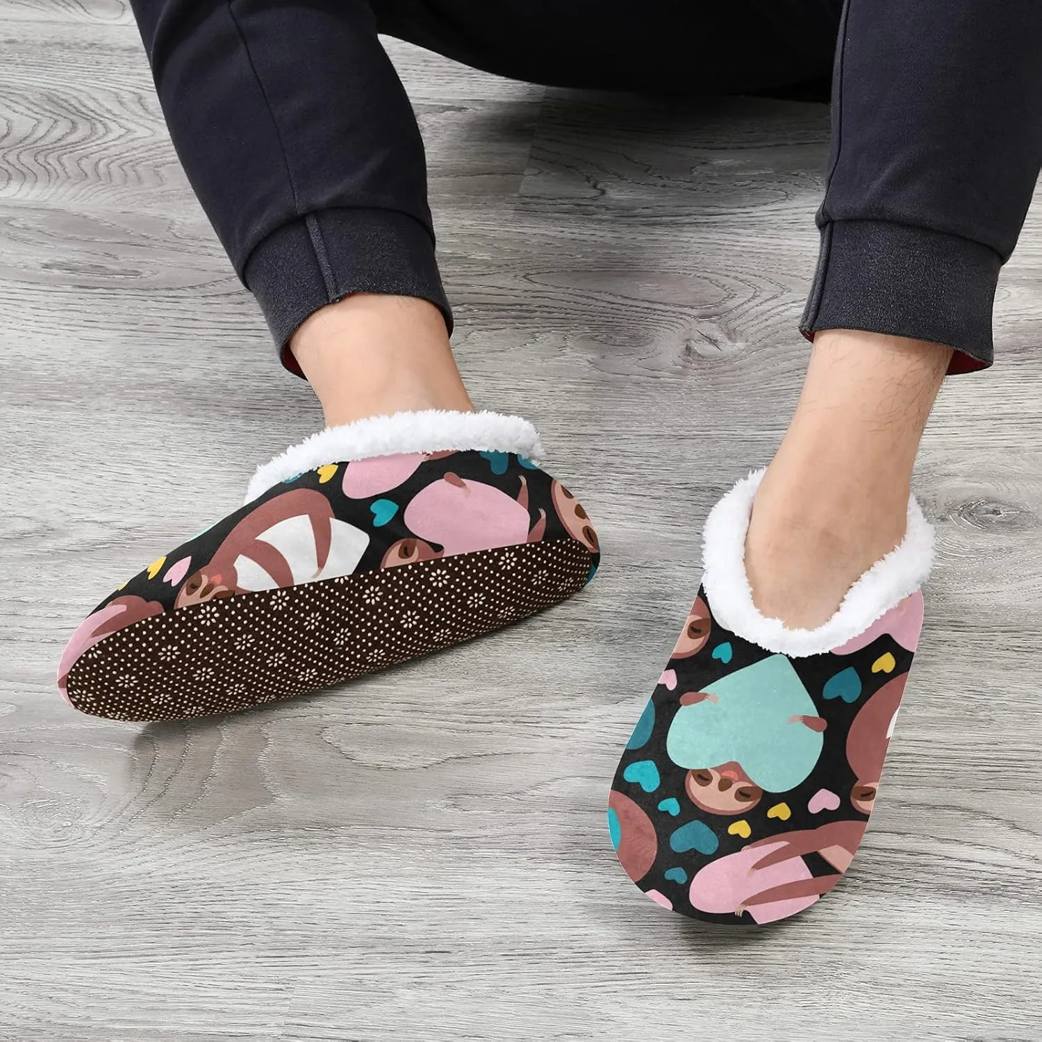 Unisex Fuzzy House Slippers, Warm Fur Lining Shoes, Non-Slip Memory Foam Slippers M-XXL