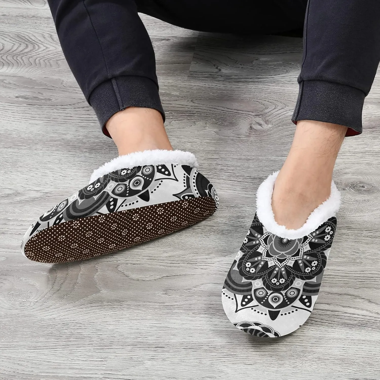 Unisex Fuzzy House Slippers, Warm Fur Lining Shoes, Non-Slip Memory Foam Slippers M-XXL