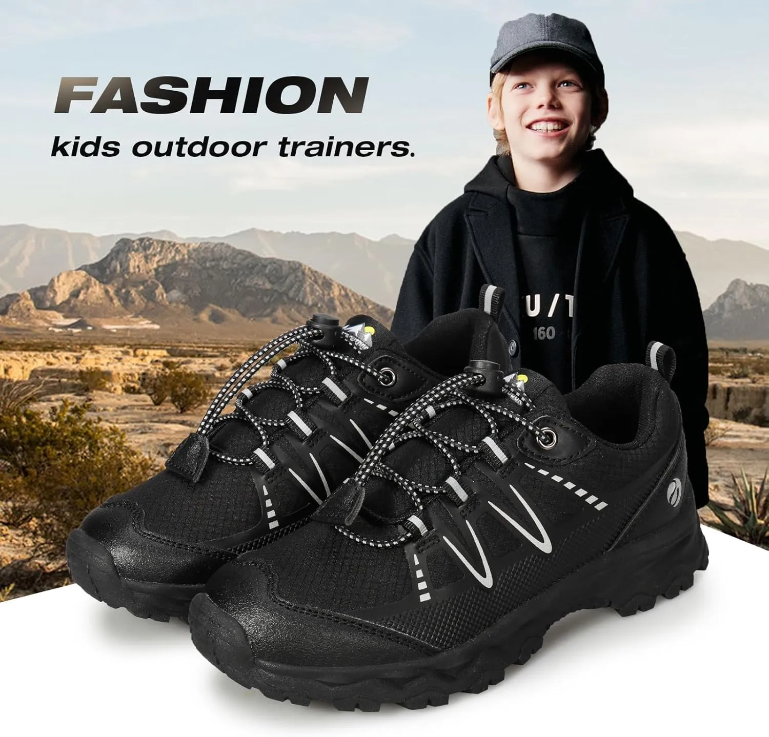 UOVO Boys Girls Hiking Shoes Kids Waterproof Running Trail Fashion Sneakers Breathable Lightweight Non-Slip Outdoor Walking Sports Shoe(Little/Big Kids)