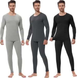 URATOT 3 Sets Men's Thermal Underwear Set Fleece Lined Long Johns Thermal Underwear Base Layer Set for Men Cold Winter