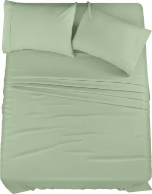 Utopia Bedding Full Sheet Set – 4 Piece Bed Sheets for Full Size Bed, Soft and Breathable Microfiber, Includes 1 Fitted Sheet, 1 Flat Sheet and 2 Pillowcases (Sage)