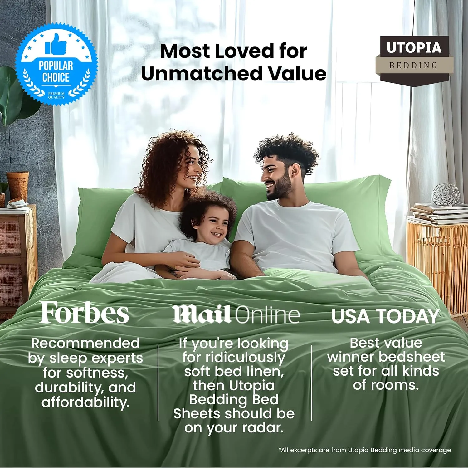 Utopia Bedding Full Sheet Set – 4 Piece Bed Sheets for Full Size Bed, Soft and Breathable Microfiber, Includes 1 Fitted Sheet, 1 Flat Sheet and 2 Pillowcases (Sage)