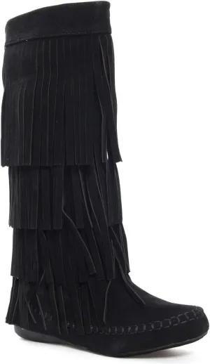 V-Luxury Womens Closed Toe Mid Calf Knee High Mocassin Flat Boot
