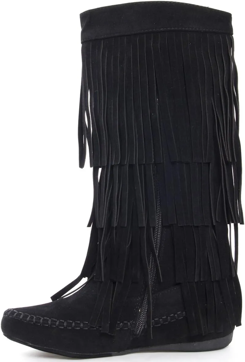 V-Luxury Womens Closed Toe Mid Calf Knee High Mocassin Flat Boot