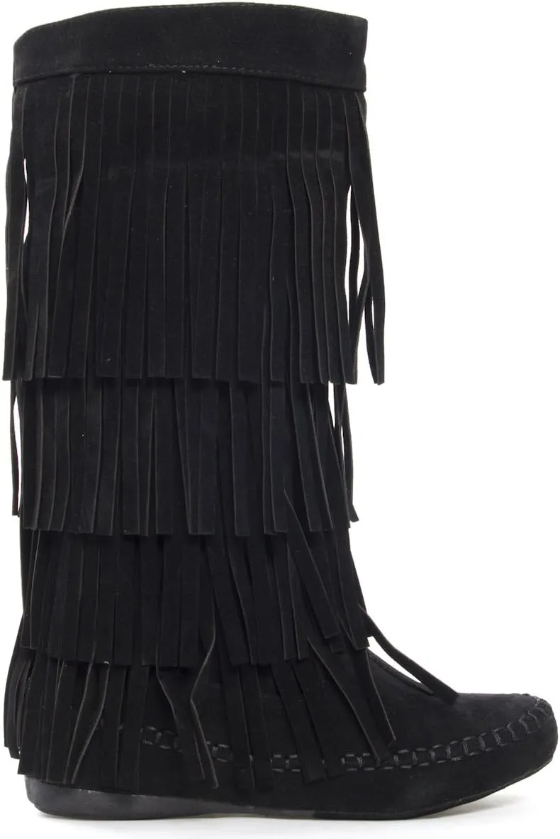 V-Luxury Womens Closed Toe Mid Calf Knee High Mocassin Flat Boot