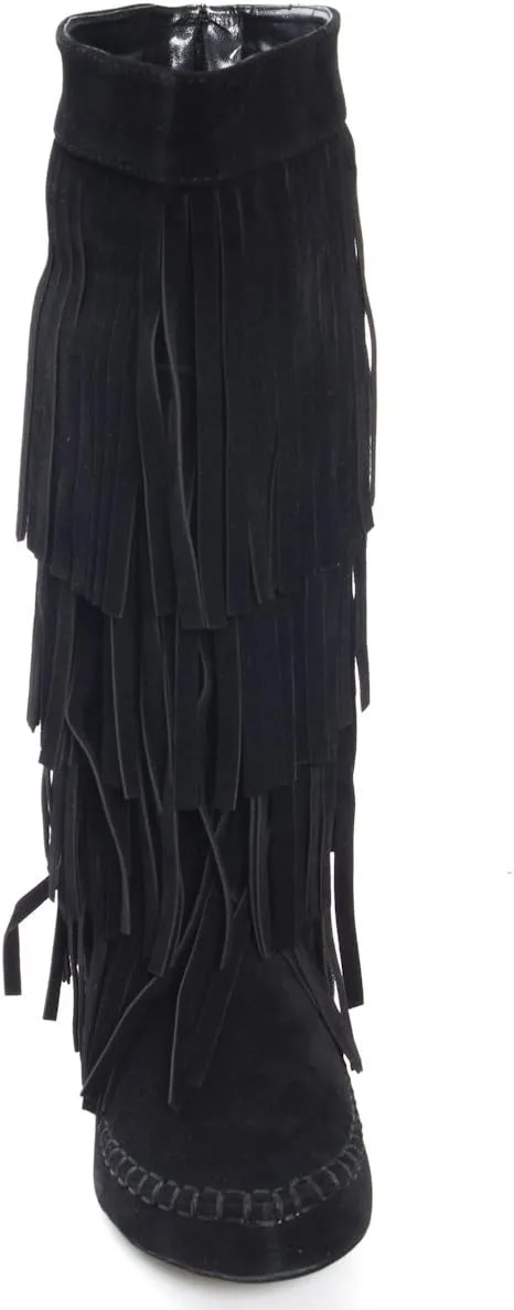 V-Luxury Womens Closed Toe Mid Calf Knee High Mocassin Flat Boot