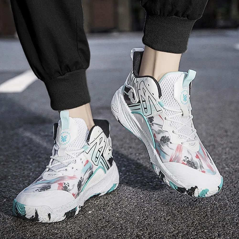 VAXAV Unisex Women's Men's Fashion High Top Basketball Shoes Non Slip Outdoor Tennis Sneakers