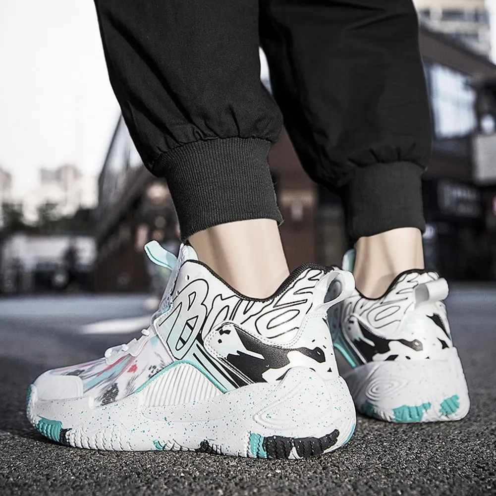 VAXAV Unisex Women's Men's Fashion High Top Basketball Shoes Non Slip Outdoor Tennis Sneakers