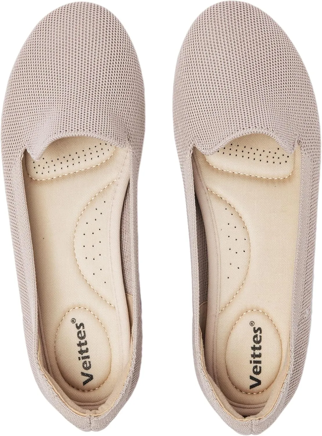 Veittes Women's Wide Width Flats Shoes,Dressy Comfortable Shoes,Soft Ladies Elegant Slip on Round Toe Knitted Ballet Shoes.