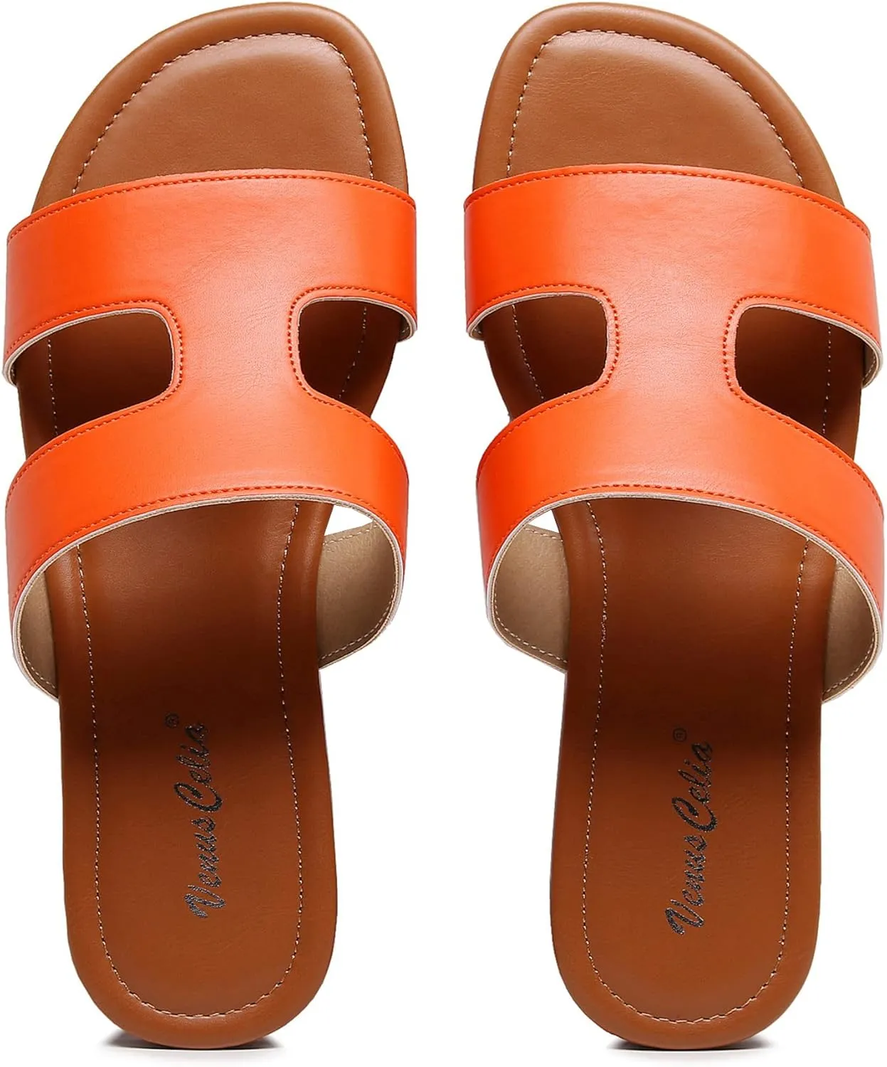VenusCelia Women's H Band Wide Flat Sandal