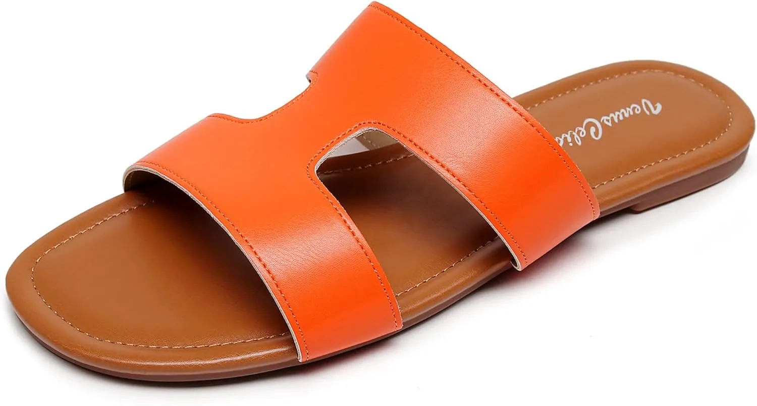 VenusCelia Women's H Band Wide Flat Sandal