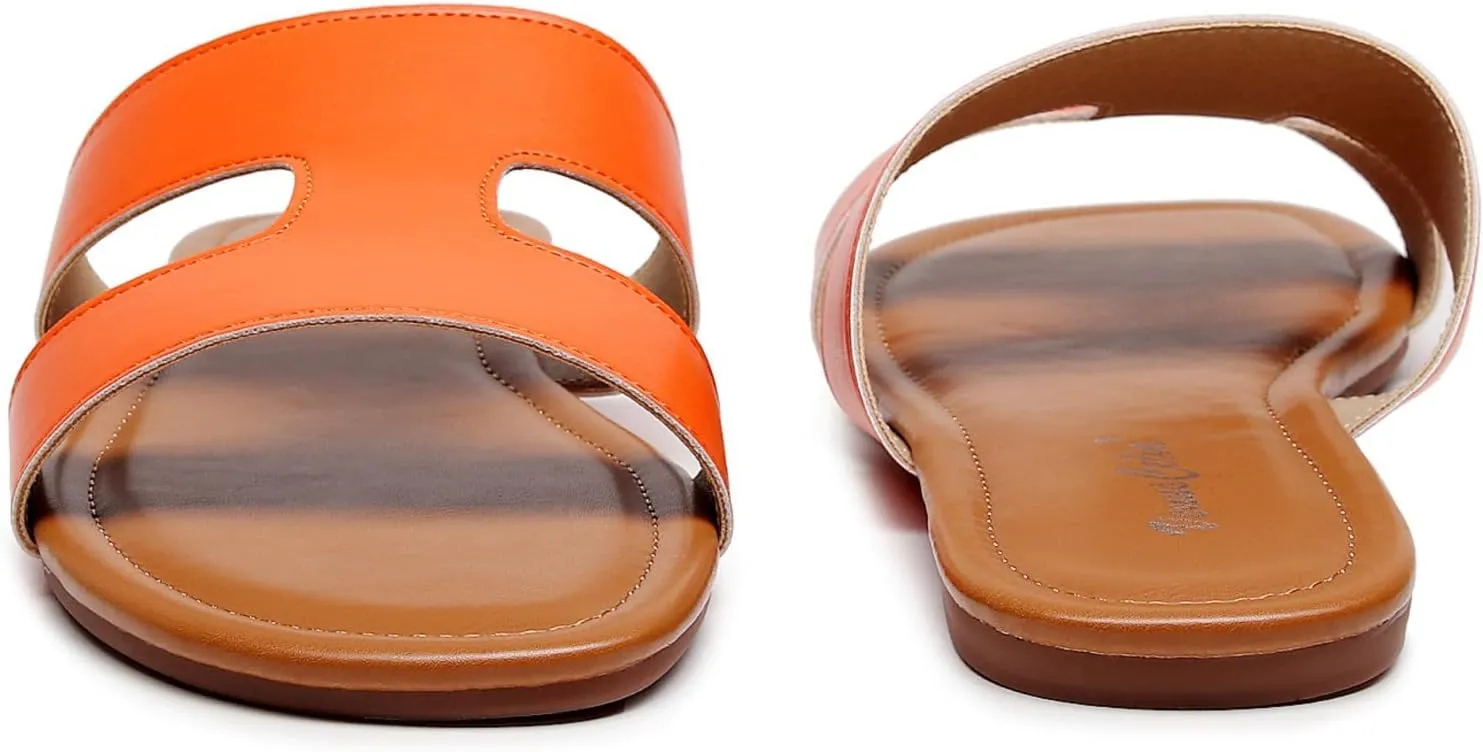 VenusCelia Women's H Band Wide Flat Sandal