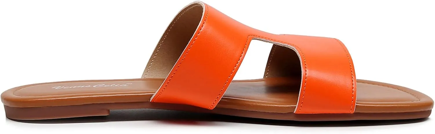 VenusCelia Women's H Band Wide Flat Sandal