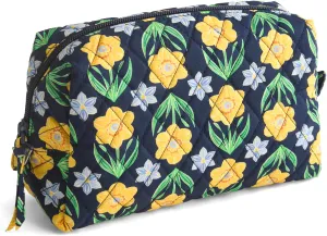 Vera Bradley Premium Cotton Medium Cosmetic Makeup Bag, Daffodils