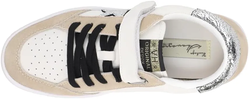 Vintage Havana Womens Dakota Metallic Perforated Slip On Sneakers Shoes Casual - Beige, White