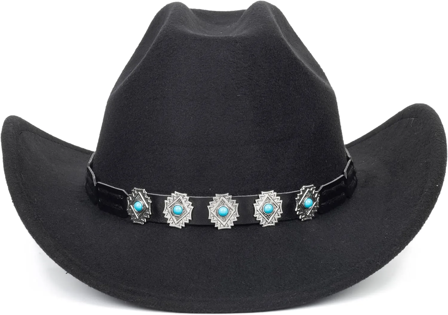 Vintage Western Cowboy Hat for Men Women - Wide Brim Cowgirl Fedora Bling Hats with Diamonds M