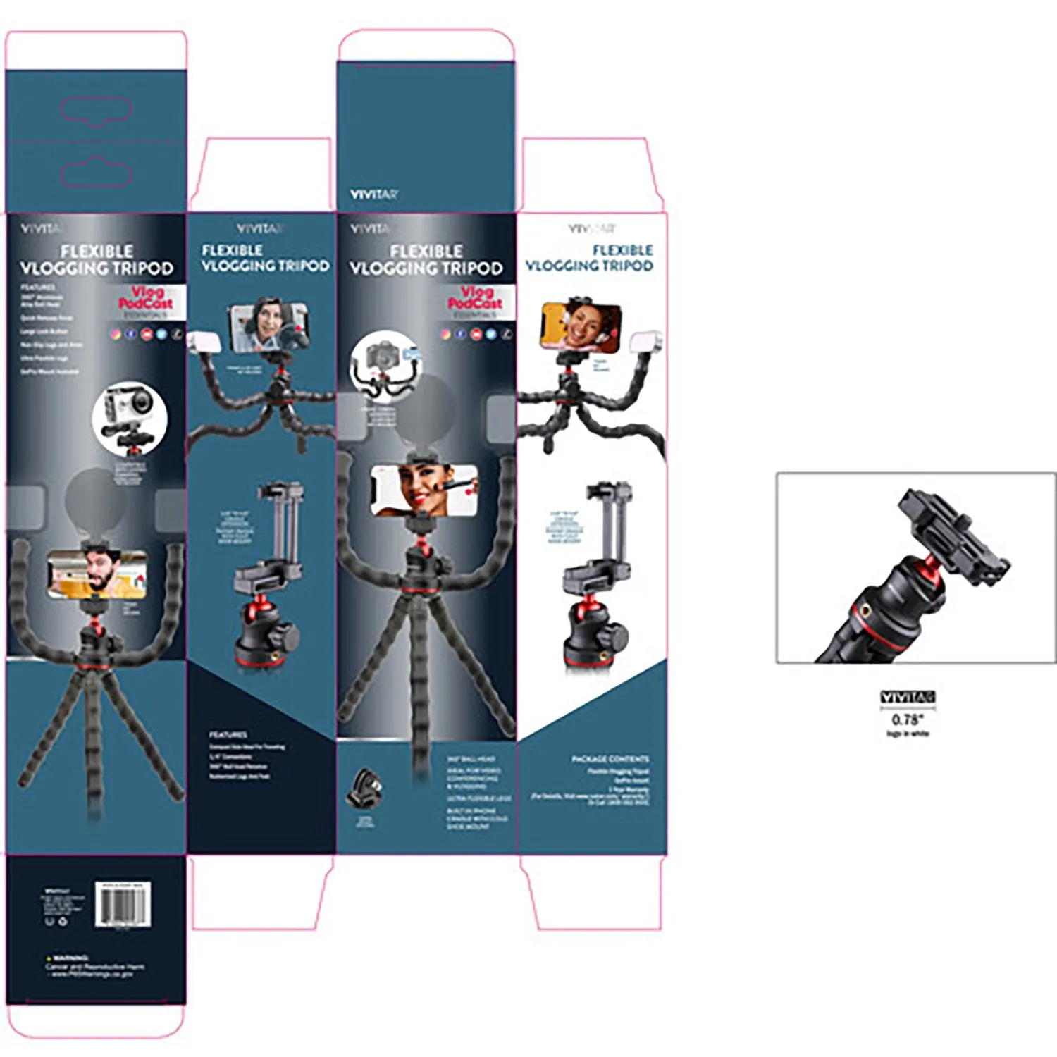 Vivitar Flexible Vlogging Tripod - (VIVVL5LEGKIT)