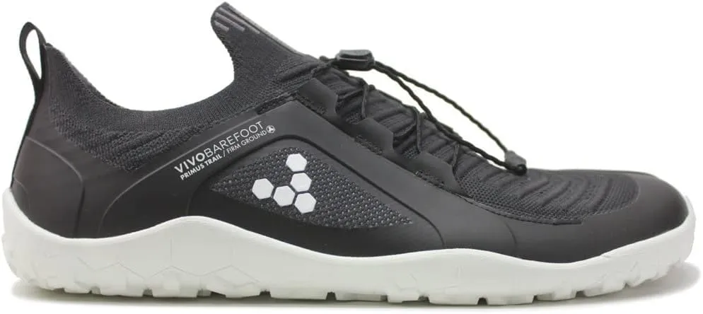 Vivobarefoot Primus Trail Knit FG Mens | Barefoot Trainers | Ultra-Lightweight Shoe | Build Strength, Balance & Mobility | Wide Fit Grounding Shoes | Flexible Obsidian