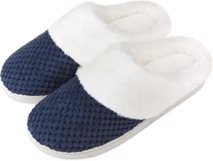 VONMAY Women's Slip on Fuzzy House Slippers Comfy Coral Velvet, Plush Faux Fur Soft Bedroom Shoes with Memory Foam