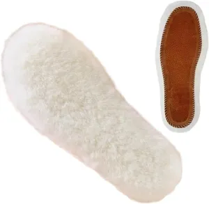 Warm Fur Shoe Insoles - Winter Thick Boot Insert, Rabbit Soft Comfy Shoe Replacement Boot Liner Men's 11 / Women's 12 (Men's 13, White Wool & Pigskin Bottom)