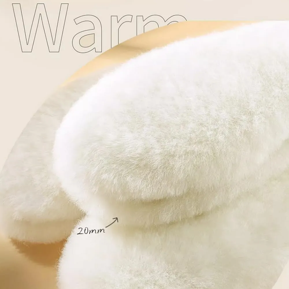 Warm Fur Shoe Insoles - Winter Thick Boot Insert, Rabbit Soft Comfy Shoe Replacement Boot Liner Men's 11 / Women's 12 (Men's 13, White Wool & Pigskin Bottom)