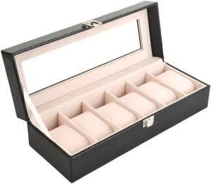 Watch Box PU Leather Transparent Cover Storage Box Jewelry Box Watch Display Box