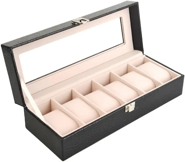 Watch Box PU Leather Transparent Cover Storage Box Jewelry Box Watch Display Box