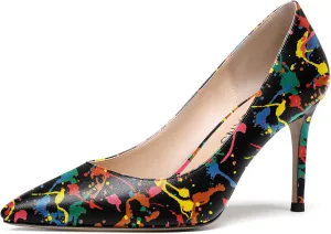 WAYDERNS Women's Matte Pointed Toe Slip On Stiletto High Heel Pumps Wedding Dress Shoes 3.5 Inch