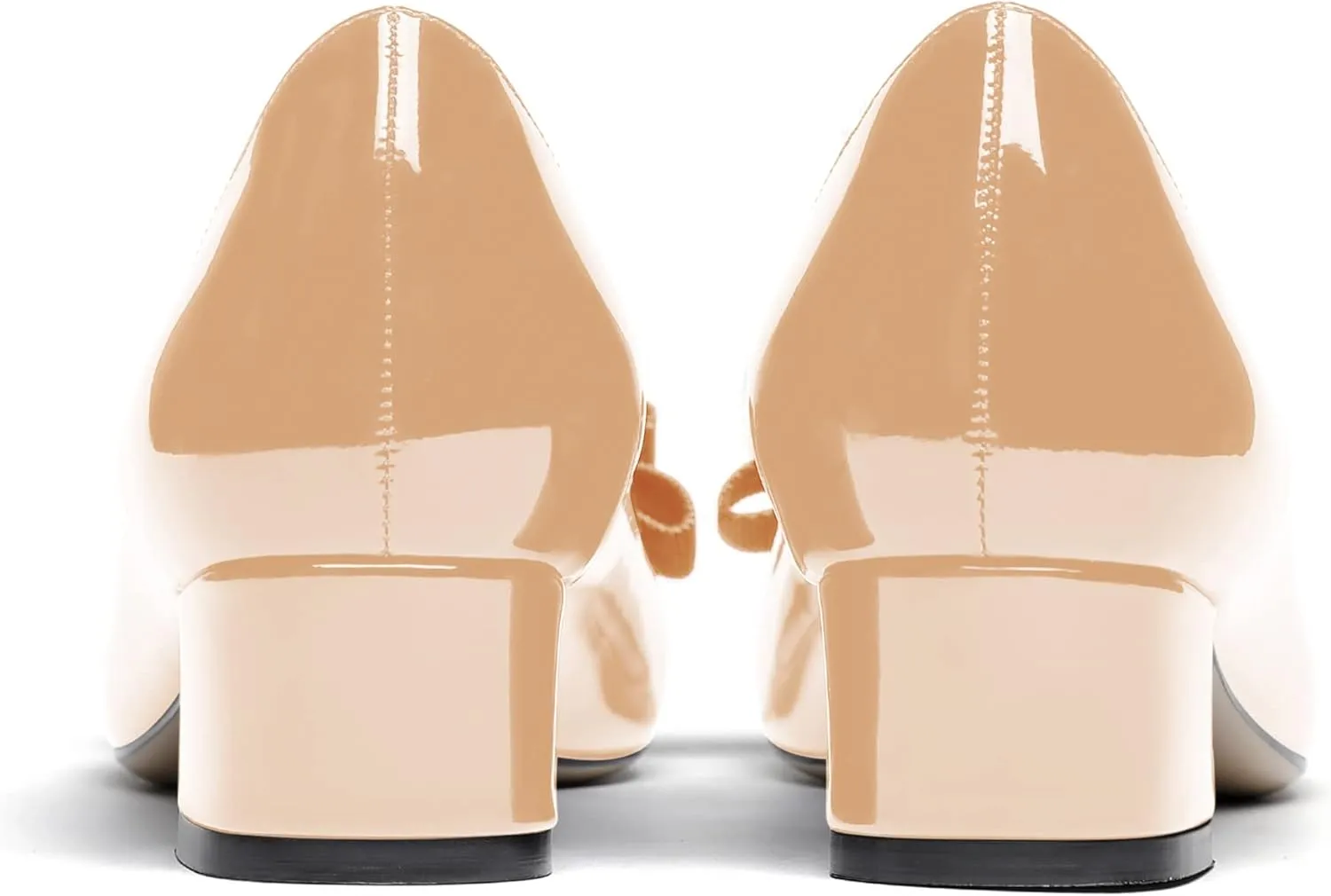 WAYDERNS Women's Patent Bow Slip On Round Toe Chunky Low Heel Pumps Shoes 1.5 Inch