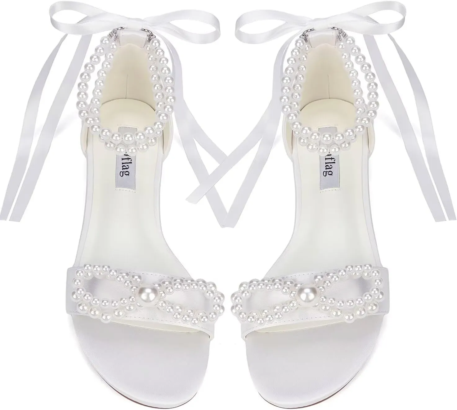 Wedding Flats Pearl Sandals Flat Wedding Shoes for Bride Open Toe Bridal Flats