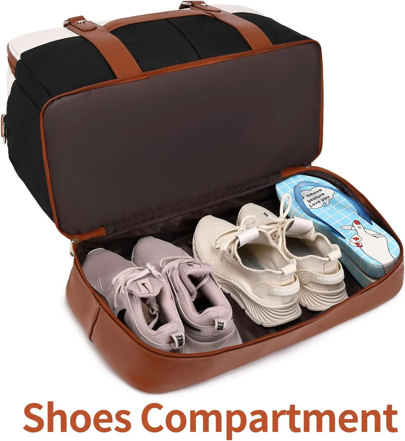 Weekender Bags for Women Overnight Bag Large Canvas Travel Duffel Bag with Shoe Compartment Carry On Tote Bag 3Pcs Set